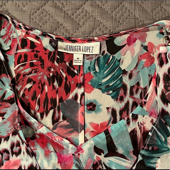 Floral & Leopard Blouson Sleeveless Top - Picture 2 of 5